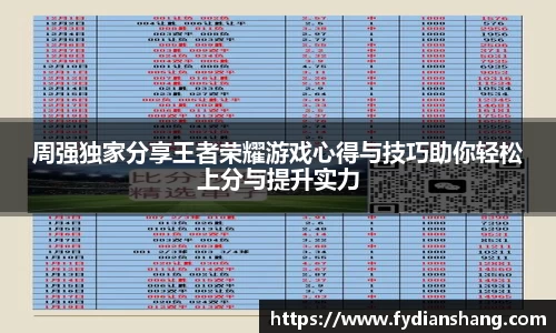 周强独家分享王者荣耀游戏心得与技巧助你轻松上分与提升实力